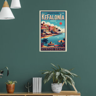 Affiche kefalonia grèce vintage souvenirs de voyage