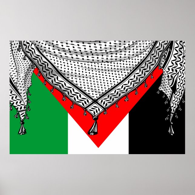 Affiche Keffiyeh Écharpe palestinienne tissu traditionnel (Devant)