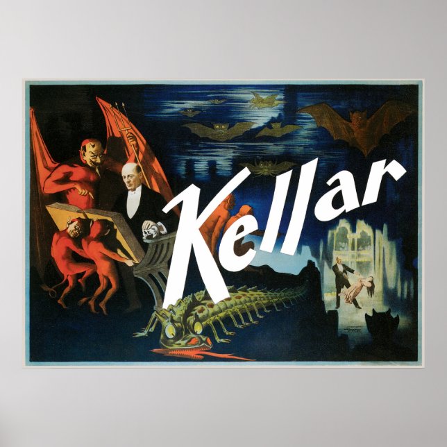 Affiche Kellar's ~ The Devil Vintage Magic Act (Devant)
