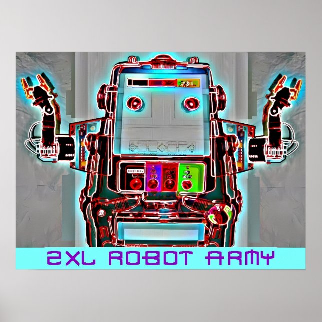 Affiche Ken Gage 2-XL Robot Army Retrowave Pop Surréalisme (Devant)