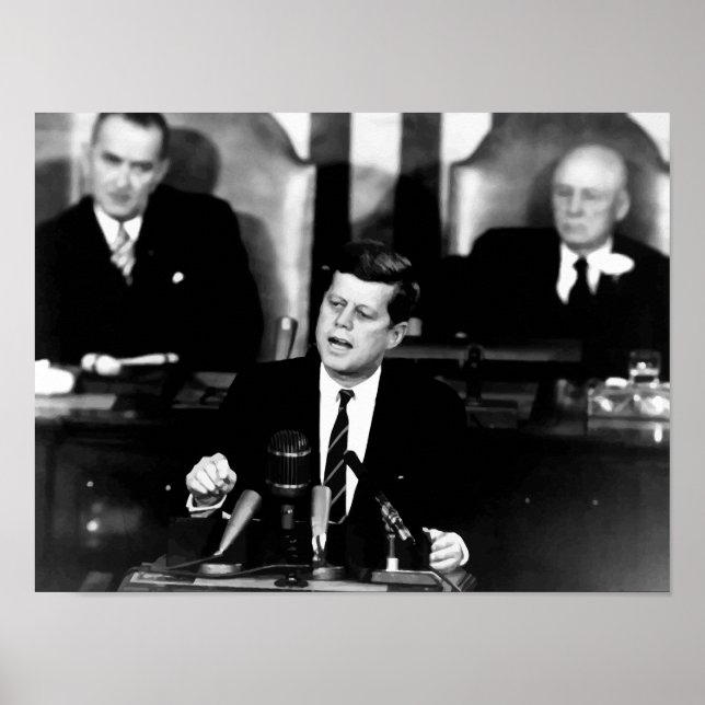 Affiche Kennedy Annonce Une Mission Sur La Lune (Devant)