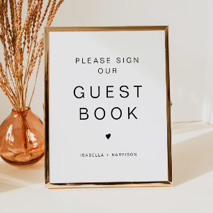 Affiche KENNEDY Minimalist Sign Notre Mariage de livre d'o