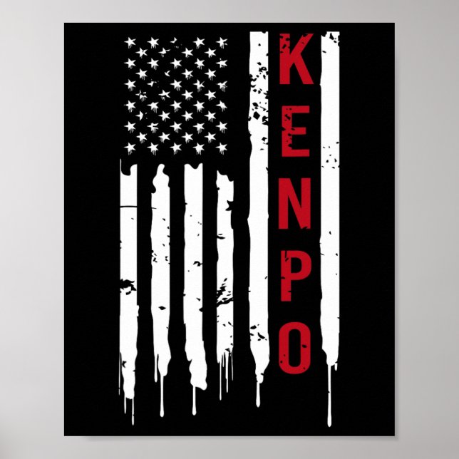 Affiche Kenpo Karate Drapeau Américain Pour Femmes Hommes (Devant)