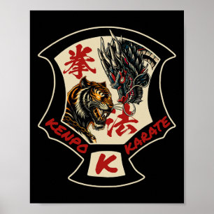 Affiche Kenpo Karate Martial Art Self Defense Tiger Dragon
