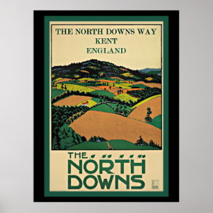 Affiche Kent, Angleterre, North Downs,