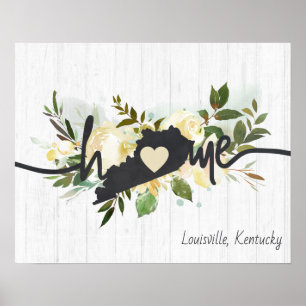 Affiche Kentucky État Personnalisé Votre Ville Maison Rust