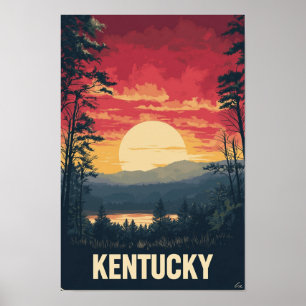 Affiche Kentucky États-Unis Art Illustration Vintage Voyag