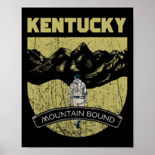 Affiche Kentucky Randonnée Camping Montagne Bornée Détress