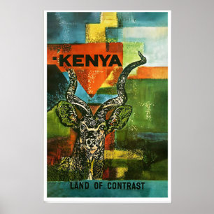 Affiche Kenya Afrique Afrique du Sud Safari Monde Vintage