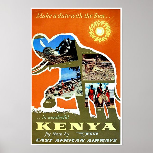 Affiche Kenya, Afrique, faire un rendez-vous avec le solei (Devant)
