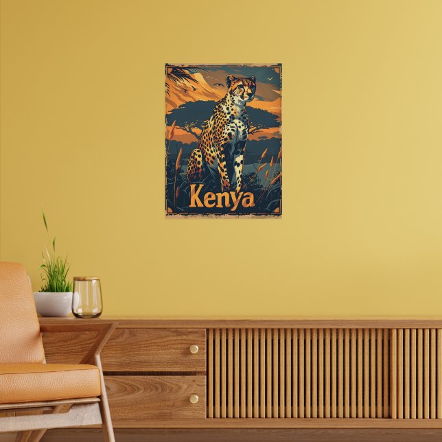 Affiche Kenya Cheetah Vintage (Salon 2)