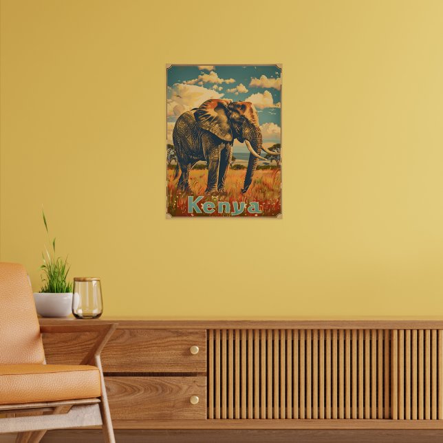 Affiche Kenya Elephant Vintage (Salon 2)