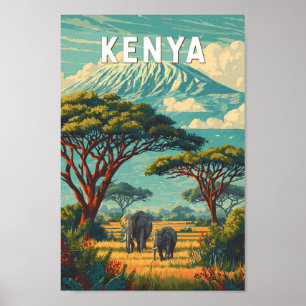 Affiche Kenya Illustration Voyage Art Vintage