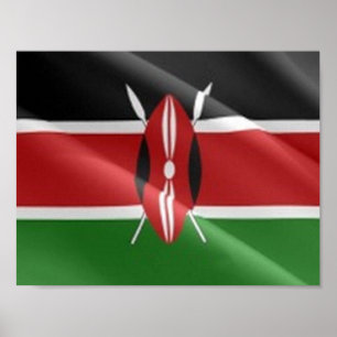 Affiche Kenya - Waving Flag -