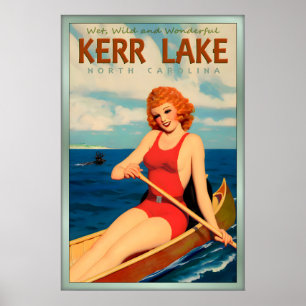 Affiche Kerr Lake Caroline du Nord Épingle de voyage Redhe