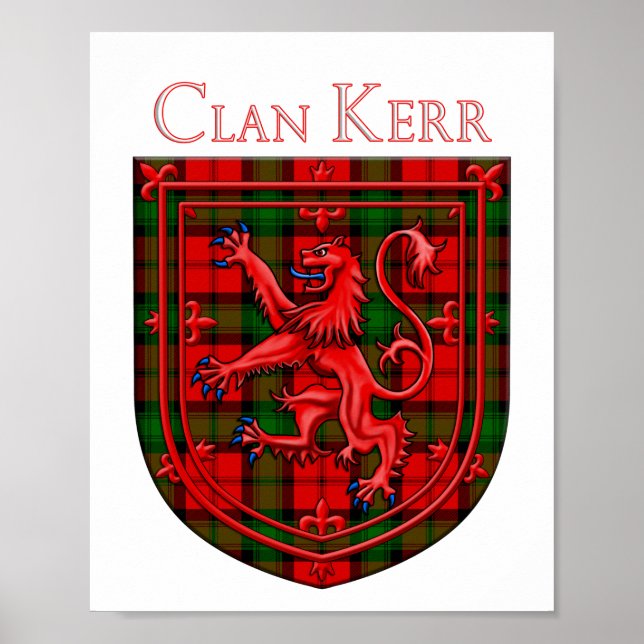 Affiche Kerr Tartan Scottish Plaid Lion Rampant (Devant)