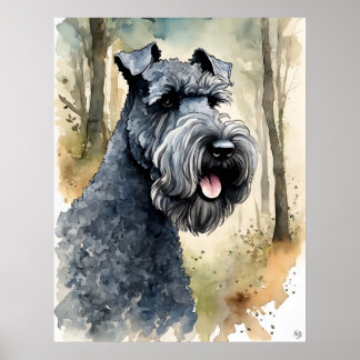 Affiche Kerry Blue Terrier - Art Chien Imprimer