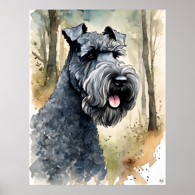 Affiche Kerry Blue Terrier - Art Chien Imprimer (Devant)