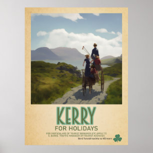 Affiche Kerry Ireland, Retro Irish Travel Advert