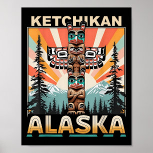 Affiche Ketchikan Alaska Amérindien Totem Le