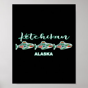Affiche Ketchikan capitale de la pêche au saumon d'art aut