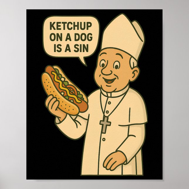 Affiche Ketchup Sur Un Chien Est Un Chien Chaud De Chicago (Devant)
