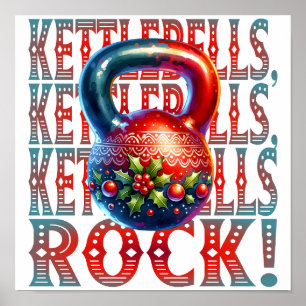 Affiche Kettlebells Rock Noël Fitness Holiday Fun