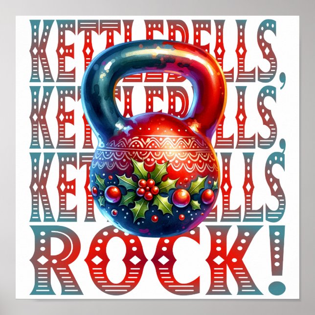 Affiche Kettlebells Rock Noël Fitness Holiday Fun (Devant)
