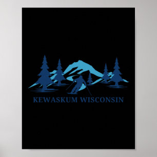 Affiche Kewaskum Wisconsin Station de ski Ski