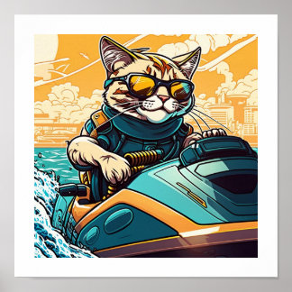 Affiche Kewl Beans - Chat Cool avec lunettes de soleil sur