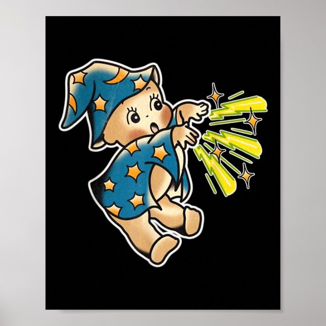 Affiche Kewpie Baby Wizard traditionnel Tattoo Flash (Devant)