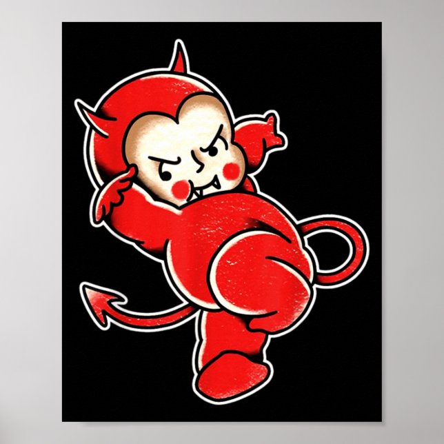 Affiche Kewpie Bébé Diable Cornes de Démon Tatouage (Devant)