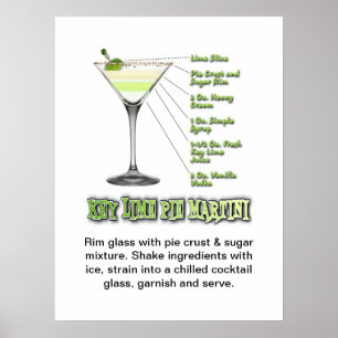 Affiche Key Lime Pie Martini Cocktail Recette Art