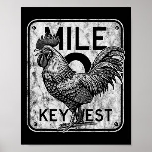 Affiche Key West Florida Chicken Retro Mile 0 Rooster Dist