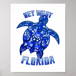 Affiche Key West Florida Vacances Tortue Tribale