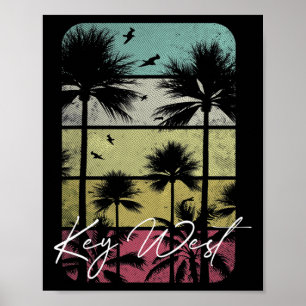 Affiche Key West Floride Rétro Vintage Plage Surf Surfant