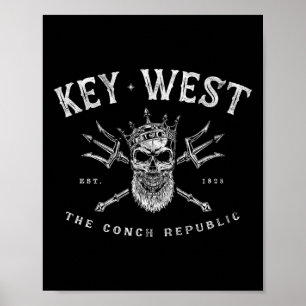 Affiche Key West Floride Vintage Poseidon République Conch