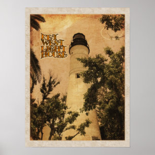 Affiche Key West Lighthouse photo Vintage