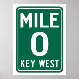Affiche Key West Mile 0, Floride États-Unis