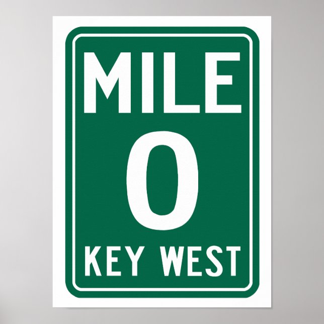 Affiche Key West Mile 0, Floride États-Unis (Devant)
