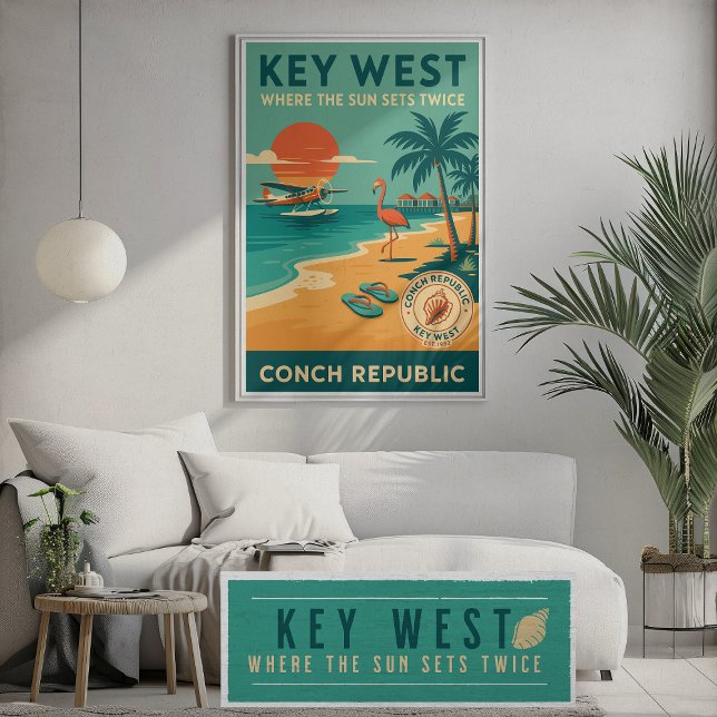 Affiche Key West Sunset - Conch Republic Seaplane Art (Créateur téléchargé)