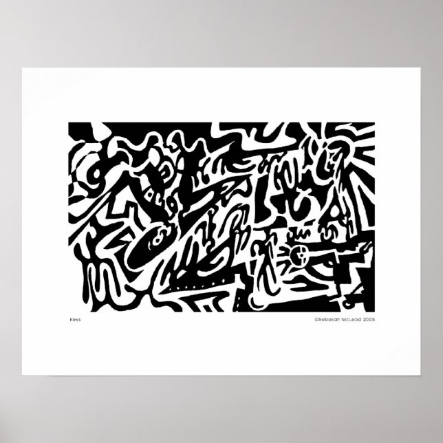 Affiche "Keys", B&W numérique abstrait (Devant)