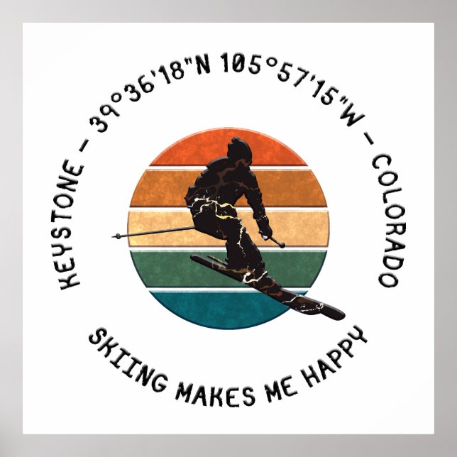 Affiche Keystone, Colorado - Man Skier, Texte noir (Devant)