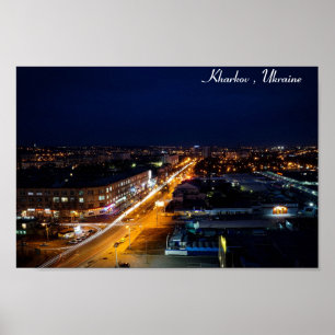 Affiche Kharkov, Ukraine Lumières nocturnes