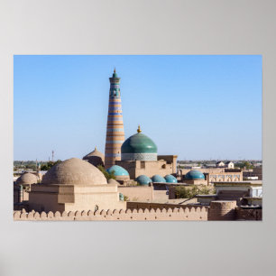 Affiche Khiva, Ouzbékistan - Minaret et Mosquée Islam Khod