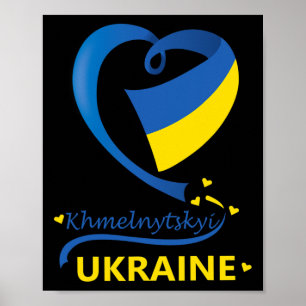 Affiche Khmelnytskyï Ukraine Drapeau National Emblème de C