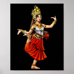 Affiche Khmer cambodgien traditionnel Danseuse fille Apsar