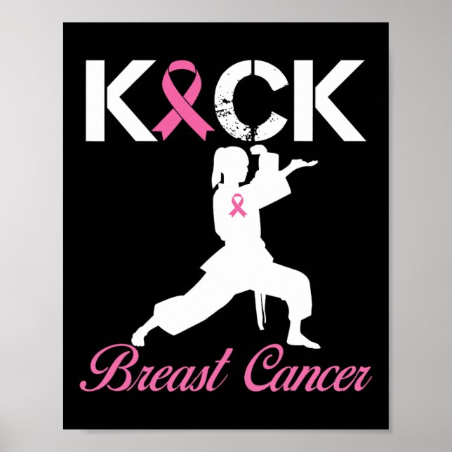 Affiche Kick Breast Cancer Karate Sensibilisation au cance (Devant)