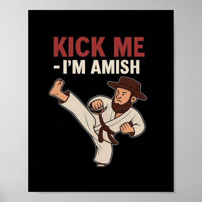Affiche Kick Me Im Amish Karate Spin Kick Graphic (Devant)