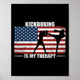 Affiche Kickboxer Drapeau Américain Vintage Us Kickboxing